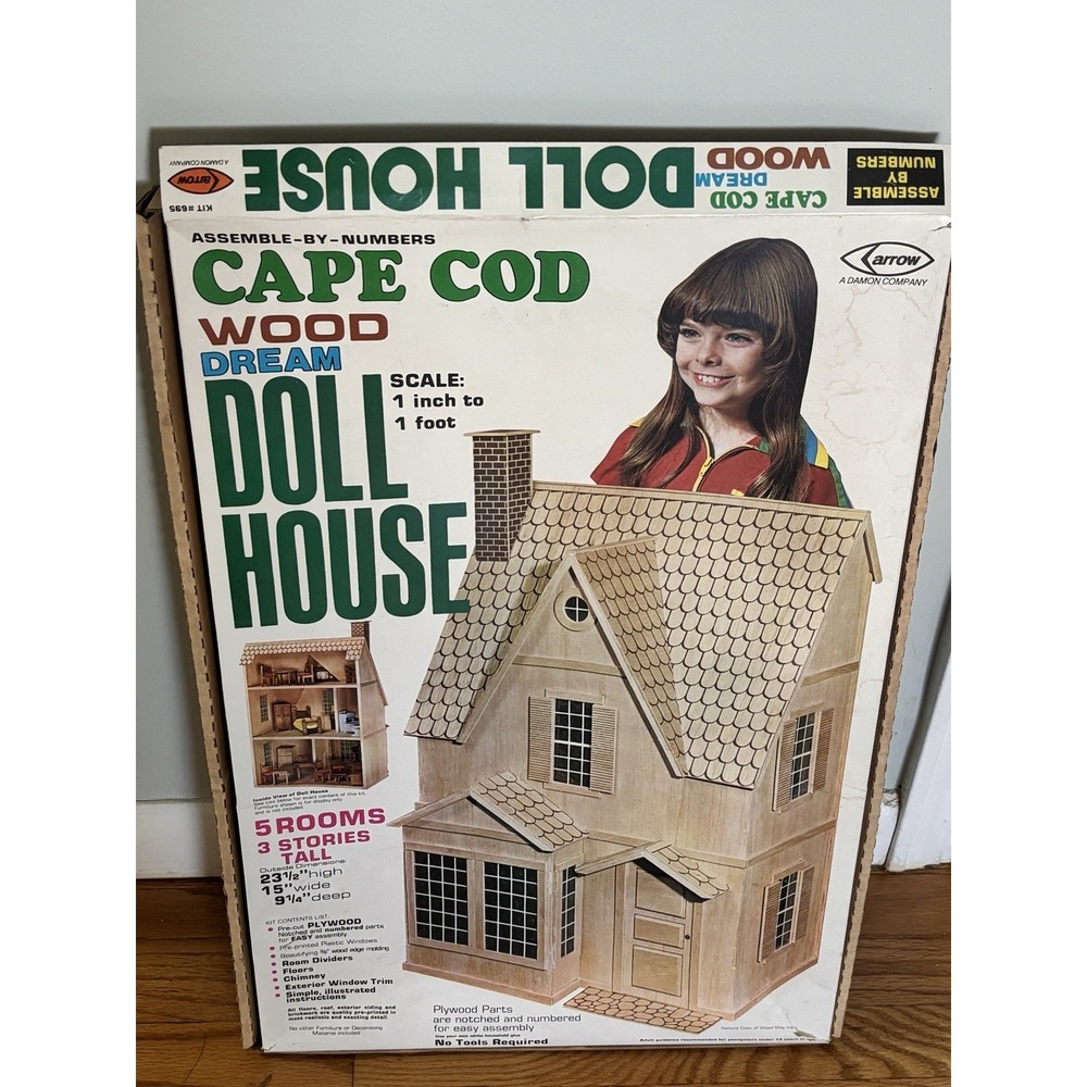 Vintage Doll House Kit Cape Cod Wood Dream Arrow # 695 New Old Stock